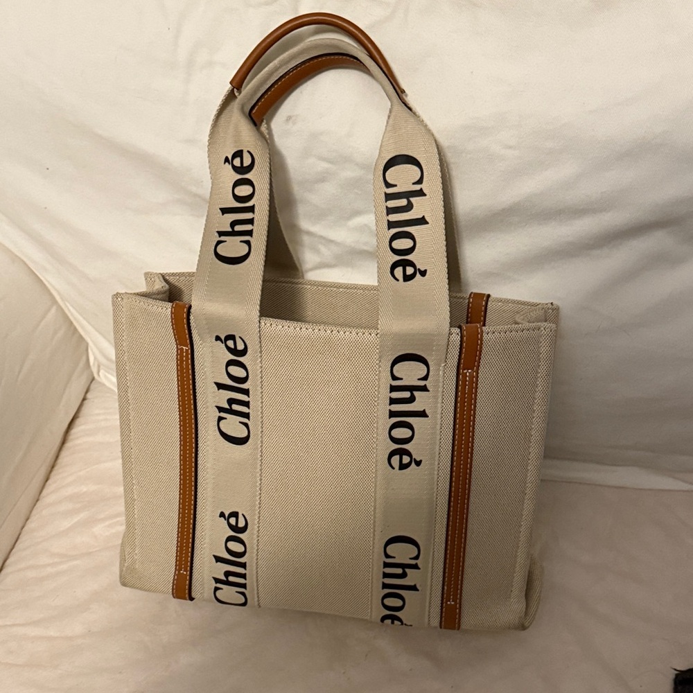 Chloé Canvas & Tan Leather Tote